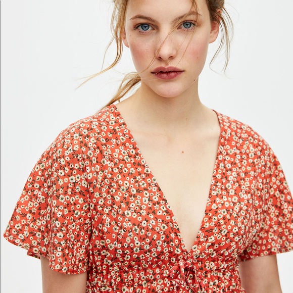 Pull & Bear Mini Floral Print Short Sleeve Shirt - Picture 5 of 5